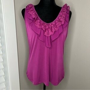 Susan Graver liquid knit double ruffle tank top size XS